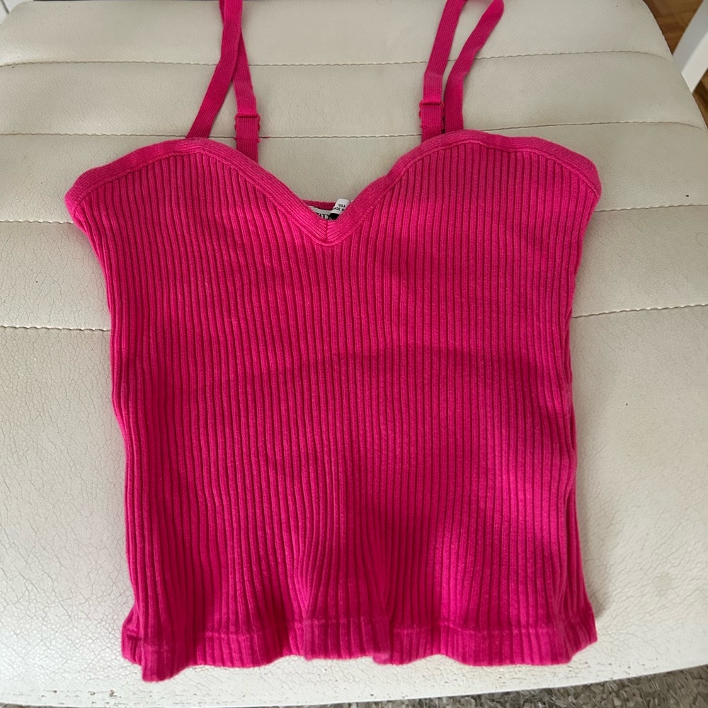 Zara Pink Ribbed Sleeveless Camisole
